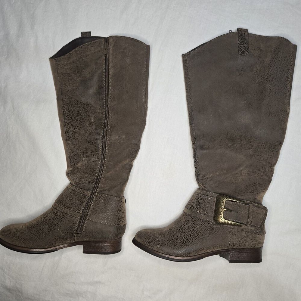 Maurices Delilah Boots Riding Type Boots 6.5 Wide Calf Side Zip Man-made Materia - Picture 8 of 9